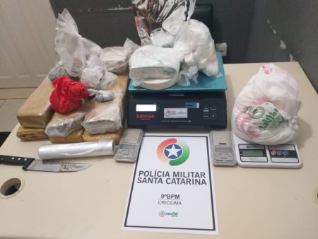 Traficante é preso com mais de 10kg de drogas em Criciúma