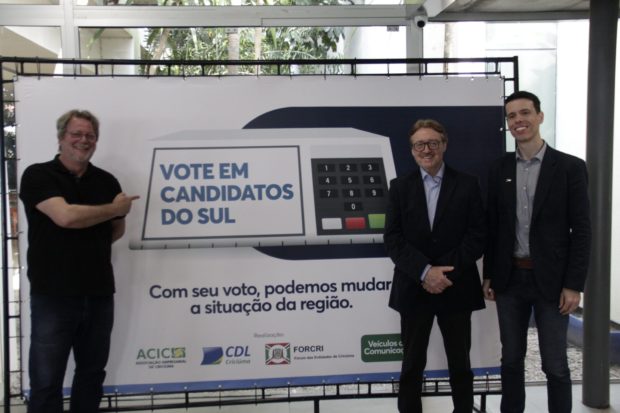 Campanha "Vote em candidatos do Sul" é uma inciativa da Acic, CDL de Criciúma e Forcri, com o apoio do Portal Litoral Sul