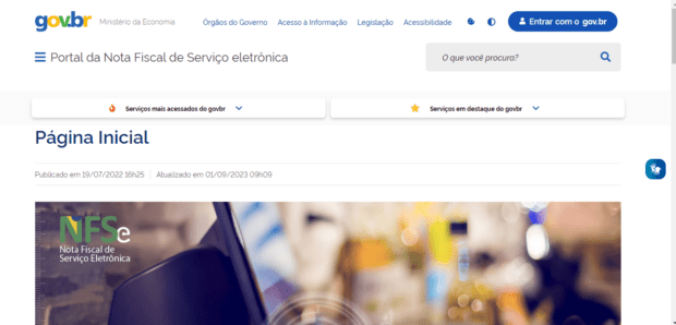 Página Inicial — Portal da Nota Fiscal de Serviço eletrônica